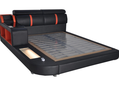 Design Luxury Bed Upholstery Marriage Hotel Beds with USB Leather 140/160/180/200