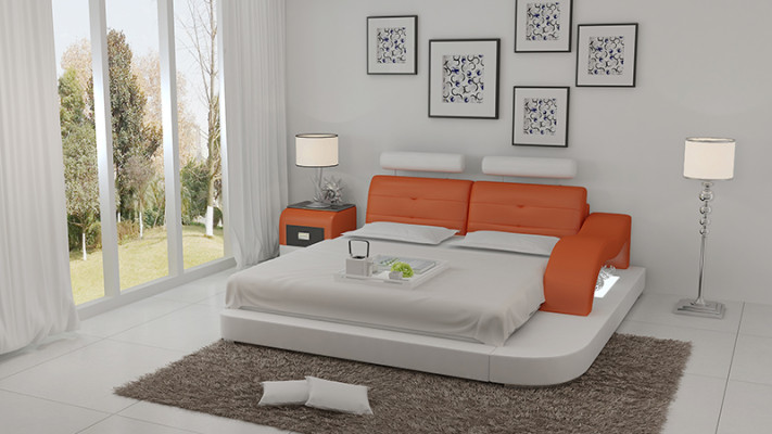 Design Bed XXL Big Beds Hotel Upholstery 160x200 Multifunction Shelf USB Leather