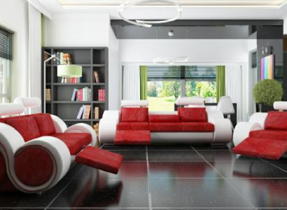 Sofa set Upholstery Sofa Couch Leather Suite Living landscape 3+2+1 Textile BER