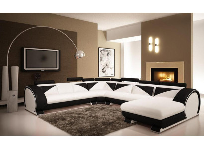 Leather sofa U-shape with USB Corner sofa Upholstery Sofa Leather Couch Seat Eck Suite Corner