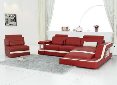 LEATHER SOFA XXL Leather Suite Corner sofa Upholstery Living landscape Suite L-shape HH4