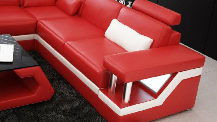 LEATHER SOFA XXL Leather Suite Corner sofa Upholstery Living landscape Suite L-shape HH4