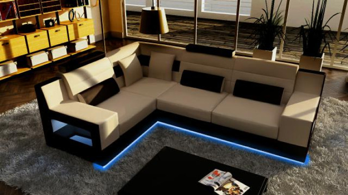 Living landscape Sofa Couch Upholstery Corner Corner sofa Suite Textile Fabric Leather Sofas