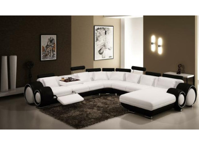 Leather Sofa with USB Couch XXL Living landscape Leather couch Big Sofa Corner sofa