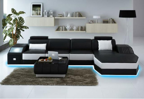 Living landscape Upholstery Corner Corner Sofa Couch Suite Landscape Leather new / 2724B