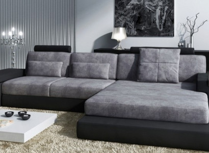 L-shape Living landscape Couch Big XXL Sofa Leather Upholstery Corner Suite Fabric Textile