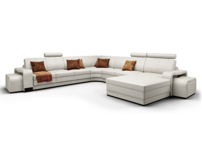 Leather sofa Couch Living landscape Corner sofa Corner Suite Design Modern Sofa