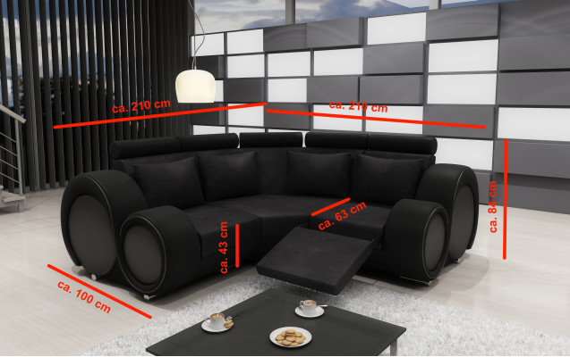 Corner sofa Sofa Couch Upholstery Living landscape Textile Corner Sofas Suite Fabric BER-X