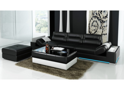 XXL Big Sofa Lounge Club 3+3 Seater Multifunction s Couch Leather Couch + USB + LED