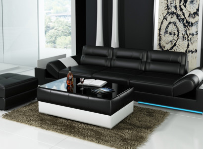 XXL Big Sofa Lounge Club 3+3 Seater Multifunction s Couch Leather Couch + USB + LED