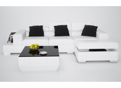 Leather sofa Sofa with USB Living landscape Corner sofa Eck Suite Design Modern K5006D