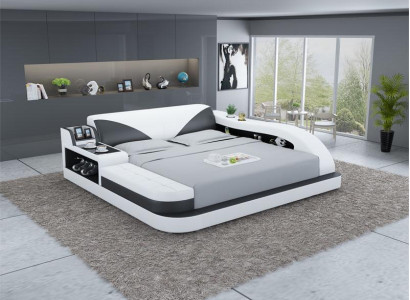 Multifunction s Bed Luxury Design Leather Beds Double Storage Shelf 180x200