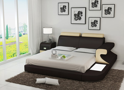 Design Upholstery Double Bed Modern Beds Bedroom with USB & Shelf 180x200cm