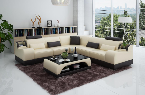 Corner sofa L-shape Living landscape Designer Sofa Couch Upholstery Seat Suite Leather