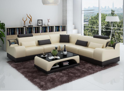 Corner sofa L-shape Living landscape Designer Sofa Couch Upholstery Seat Suite Leather