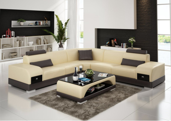 Leather sofa Couch Living landscape Corner sofa Corner Sofa Modern Design Suite