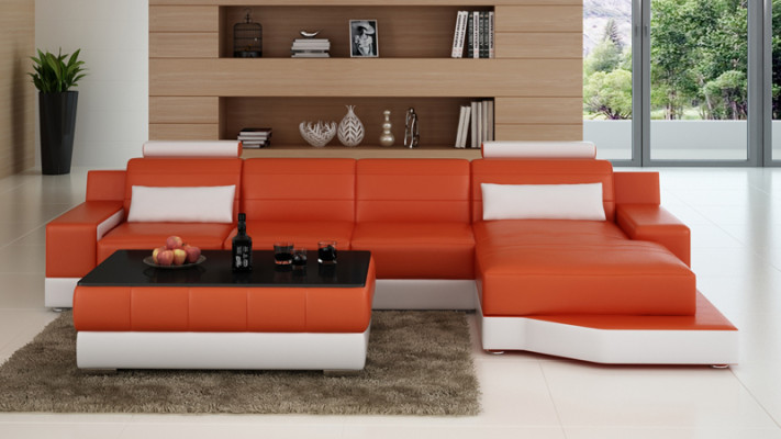 Leather sofa couch living landscape corner sofa modern corner suite decor design
