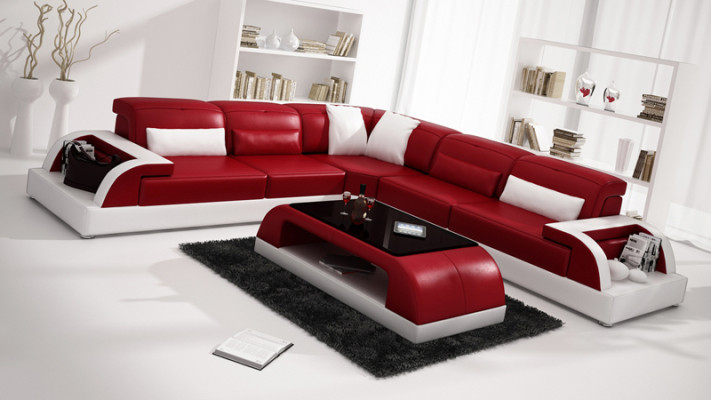 Leather sofa couch living landscape corner sofa corner modern decor suite design