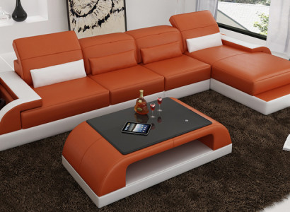 Leather sofa Couch Living landscape Corner sofa Corner Suite Design Modern Sofa L6012C