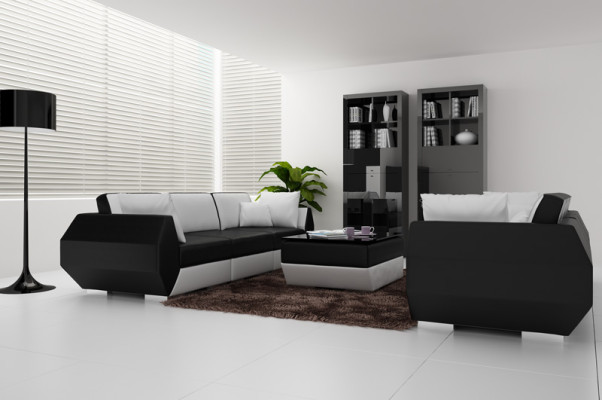 Leather sofa Couch Living landscape 3+3 Seater Suite Design Modern