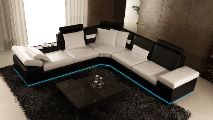 Leather sofa Sofa Couch Living landscape Corner sofa Suite Design Modern Sofa K5014B