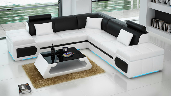 Leather sofa L-shape Couch Living landscape decor Corner sofa Modern Suite Design