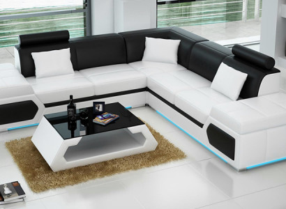 Leather sofa L-shape Couch Living landscape decor Corner sofa Modern Suite Design