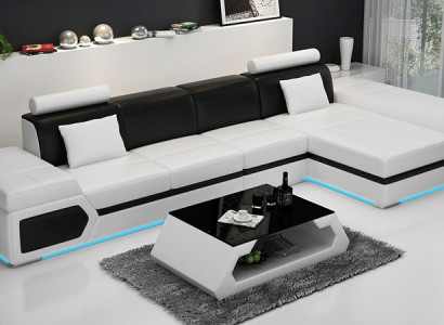 Leather sofa Modern Sofa Couch Living landscape Corner sofa Suite Decor Design
