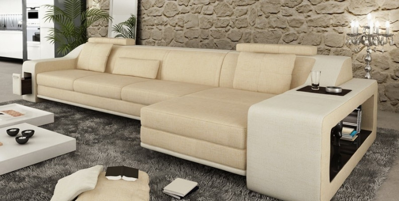 Design Corner sofa Sofa Couch Upholstery Seat Sofas Corner Suite Textile Leather