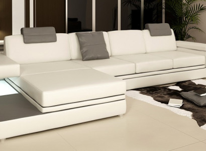 Corner sofa Suite Sofa Upholstery Couch Living landscape Seat Corner Textile Leather