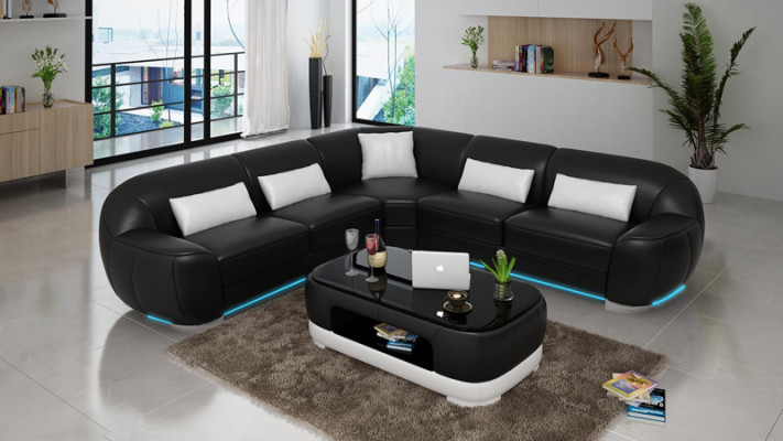 Leather sofa Couch Sofa Living landscape Corner sofa Corner Suite Modern Design