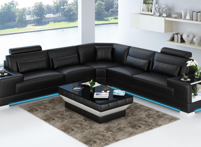 Leather sofa Couch Sofa Living landscape Corner sofa Corner Modern Design Suite