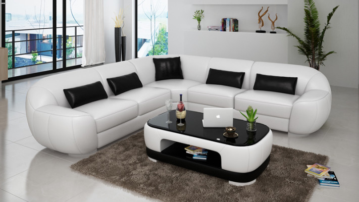Leather sofa Couch Sofa Living landscape Corner sofa Corner Suite Modern Design