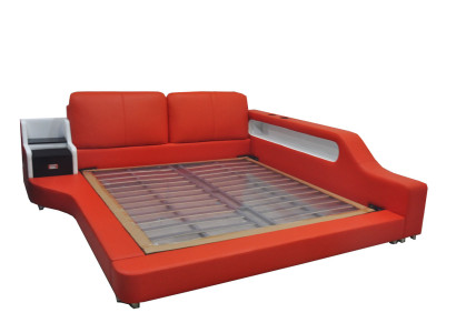 Double Luxury Design Leather Bed Upholstery Beds Modern Hotel Multifunction