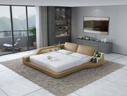 Double Luxury Design Leather Bed Upholstery Beds Modern Hotel Multifunction