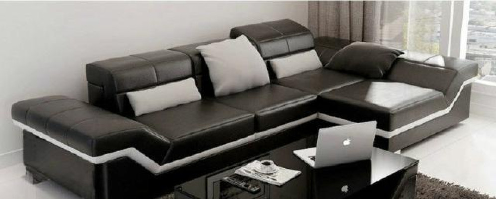 Corner sofa Sofa Couch Upholstery Living landscape Leather Corner Sofas Suite L-shape NYIII