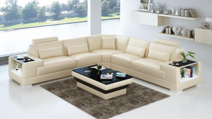 Leather sofa Couch Sofa Living landscape Corner sofa Corner Modern Design Suite