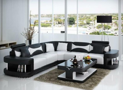 Living landscape Upholstery Corner Corner Sofa Couch Suite Landscape Leather Textile new!
