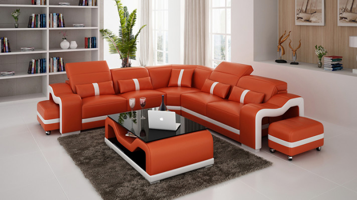 Leather sofa Couch Living landscape Corner sofa Sofa Corner Modern Design Suite