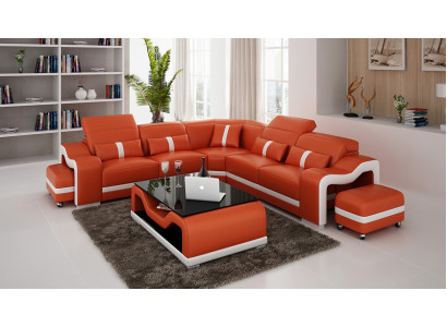 Leather sofa Couch Living landscape Corner sofa Sofa Corner Modern Design Suite