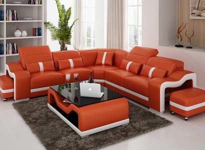 Leather sofa Couch Living landscape Corner sofa Sofa Corner Modern Design Suite