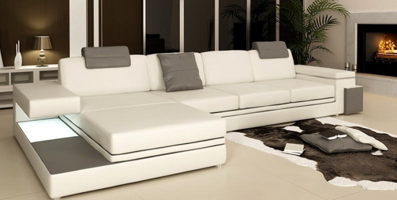 Design leather sofa sofa couch upholstery living landscape corner suite corner Tachau BS