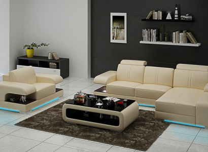 Leather sofa Couch Living landscape Corner sofa Armchair Suite Modern Sofa new G8028E