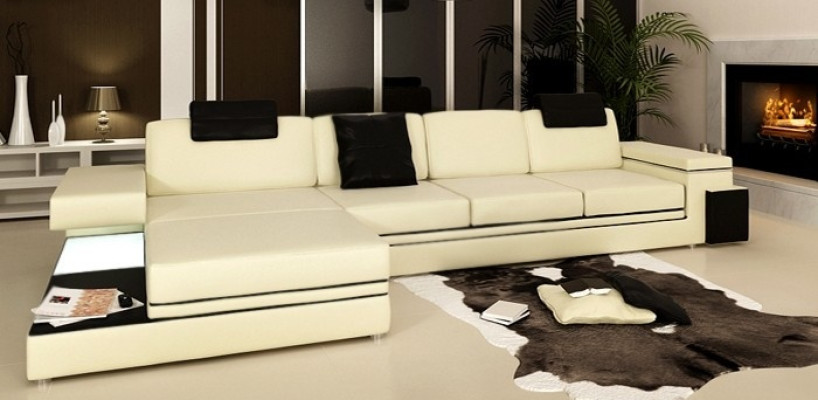 Design Leather Sofa Sofa Couch Suite Upholstery Living landscape Corner Textile
