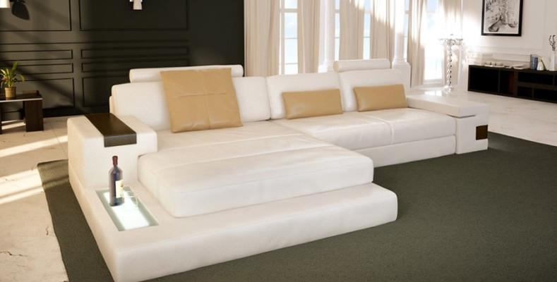 Leather Sofa Sofa Couch Upholstery Corner Suite L-shape Seating Area Bellini Textile Fabric