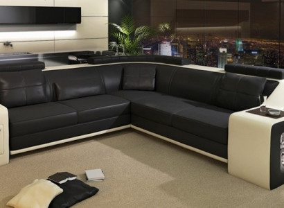 Stylish living L-shaped imitation leather sofa for maximum comfort