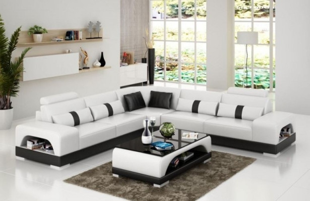 Corner sofa Suite Upholstery Couch Sofa Living landscape Seat Corner Textile Leather