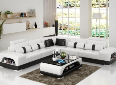 Corner sofa Suite Upholstery Couch Sofa Living landscape Seat Corner Textile Leather
