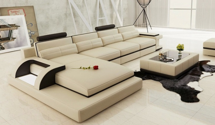Corner sofa Suite Upholstery Sofa Couch Living landscape Seat Corner Textile Leather