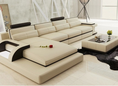 Corner sofa Suite Upholstery Sofa Couch Living landscape Seat Corner Textile Leather
